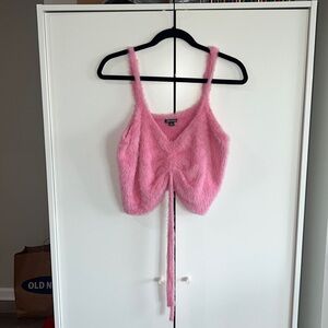 Pink fluffy crop top